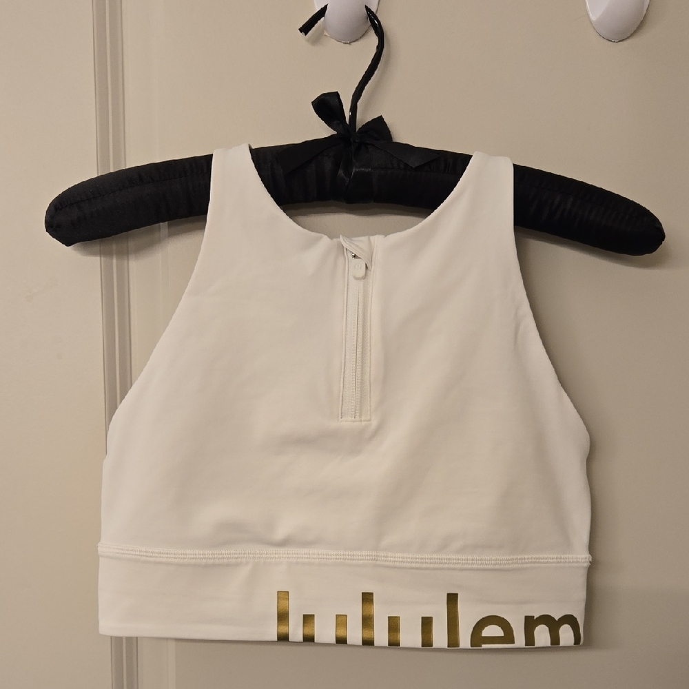Lululemon Energy Bra High Neck Long Line Zip Special Edition - White